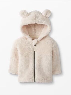 Hanna Andersson Plush Bear Marshmallow Fleece Hoodie Jacket - 3T
